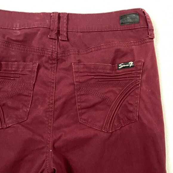 Seven7 High Rise Skinny Jeans Womens size 6 Skin Fit Denim Tapered Burgundy - Picture 10 of 16